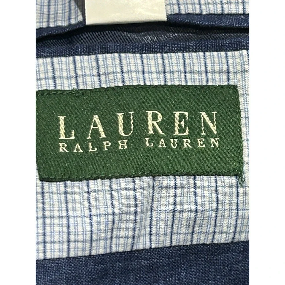 Lauren Ralph Lauren Mens 43R 100% Linen Blazer Blue Two Button Sport Coat Macys